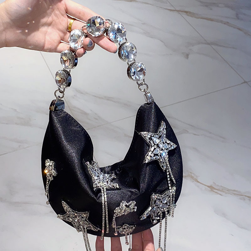 Women'S Evening Bags - Women Silk Handbag Diamond Bucket Bag