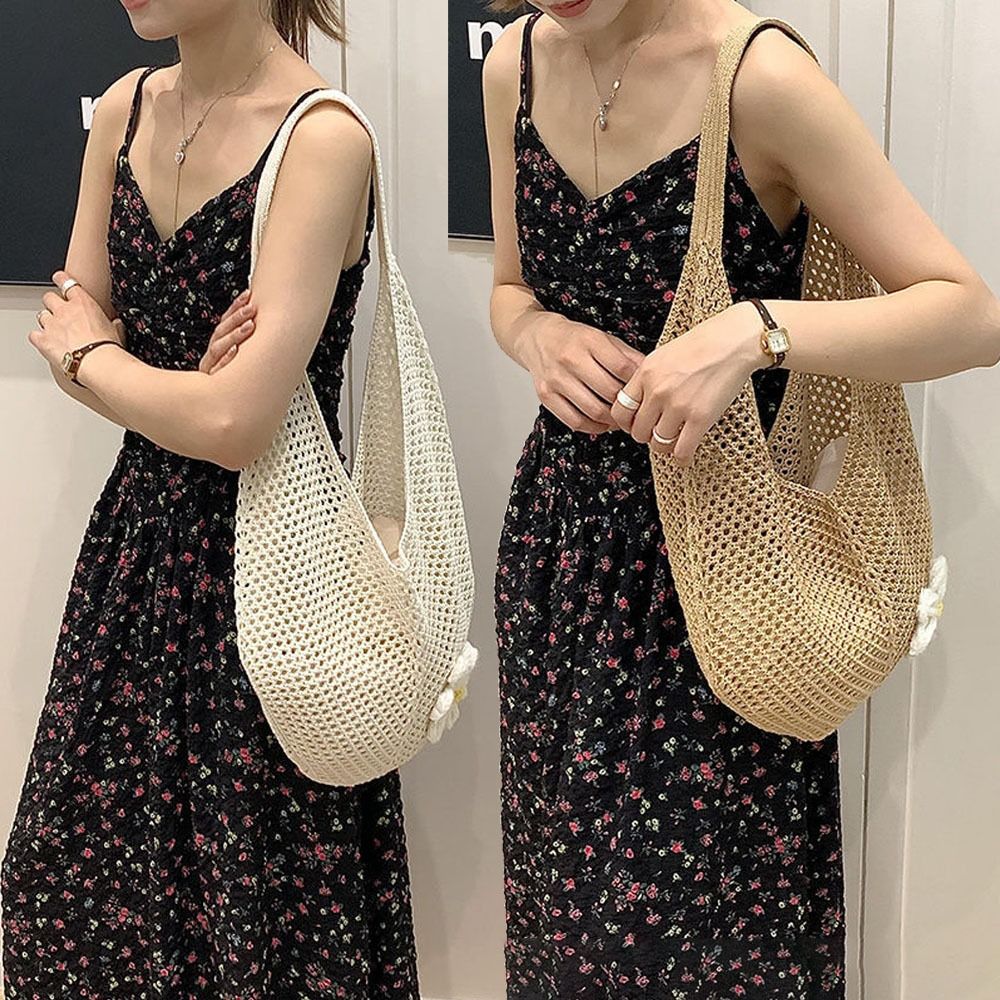 Crochet Market Bag - Handmade Crochet Underarm Bag Knitting Hollow