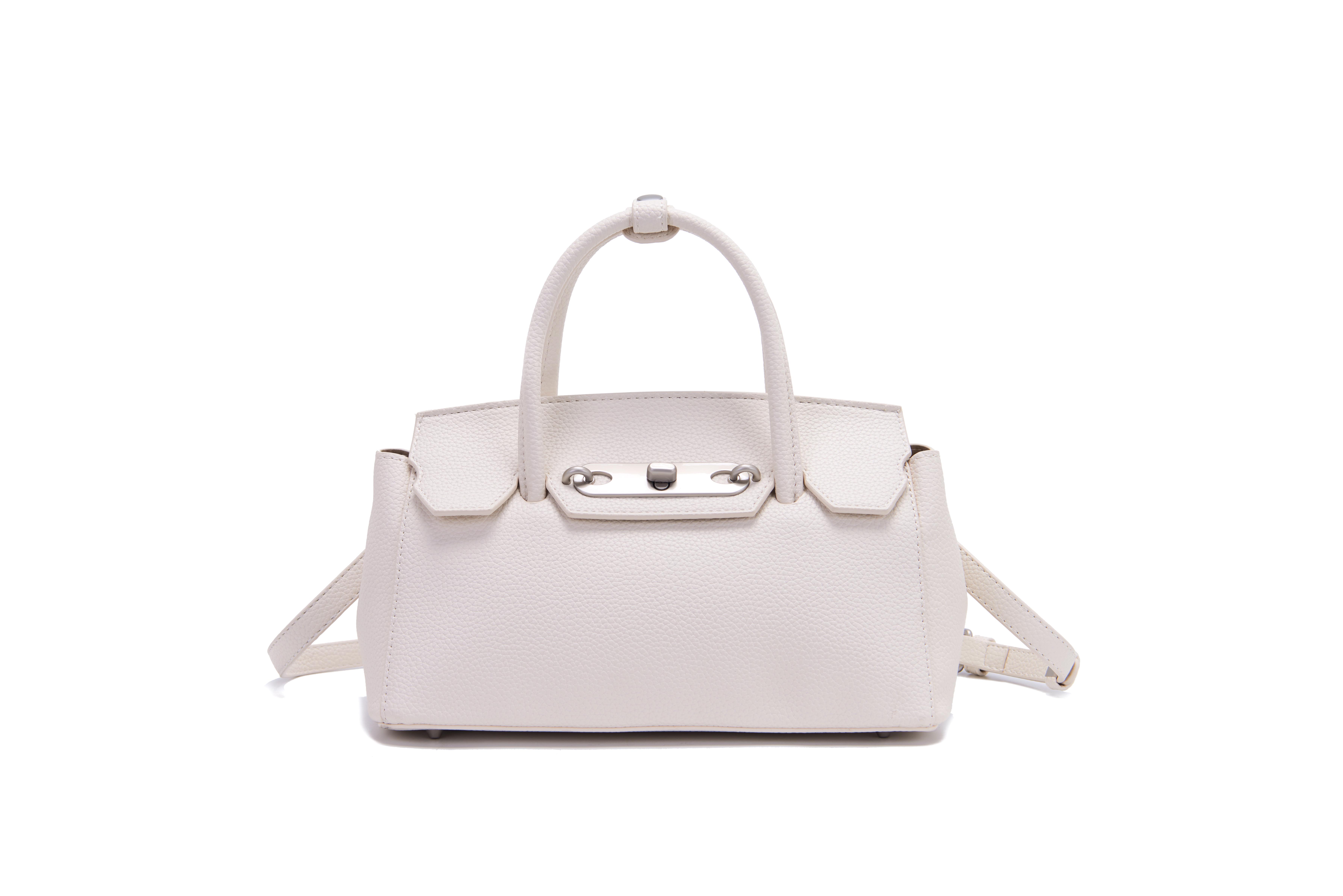 Top Handle Structured - Women Off White Leather Top Handle