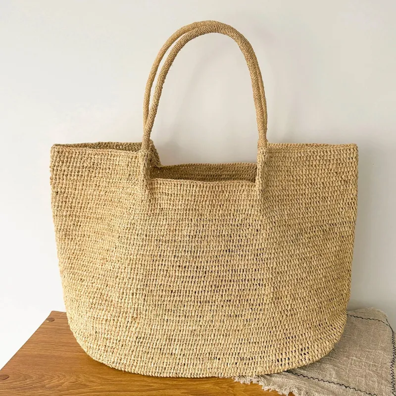 Women'S Raffia Bags - Premium raffia woven tote bag for