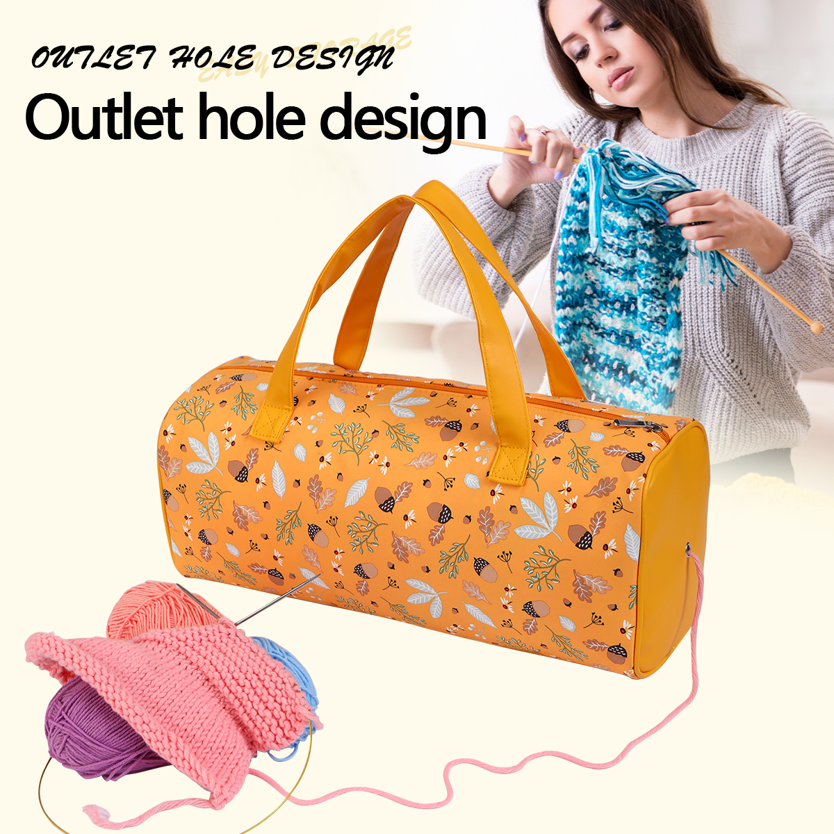 Crochet Market Bag - Portable Yarn Crochet Hooks Storage Bag
