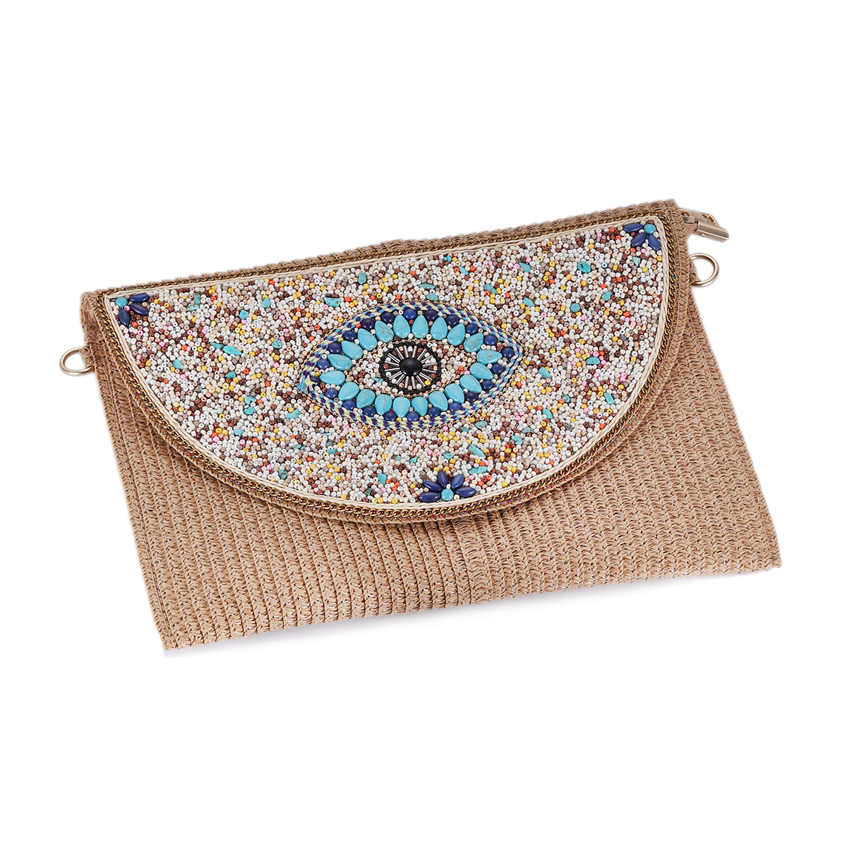 Bohemian Evil Eye Embroidered  - Women'S Raffia Bags บทวิจารณ์และราคา