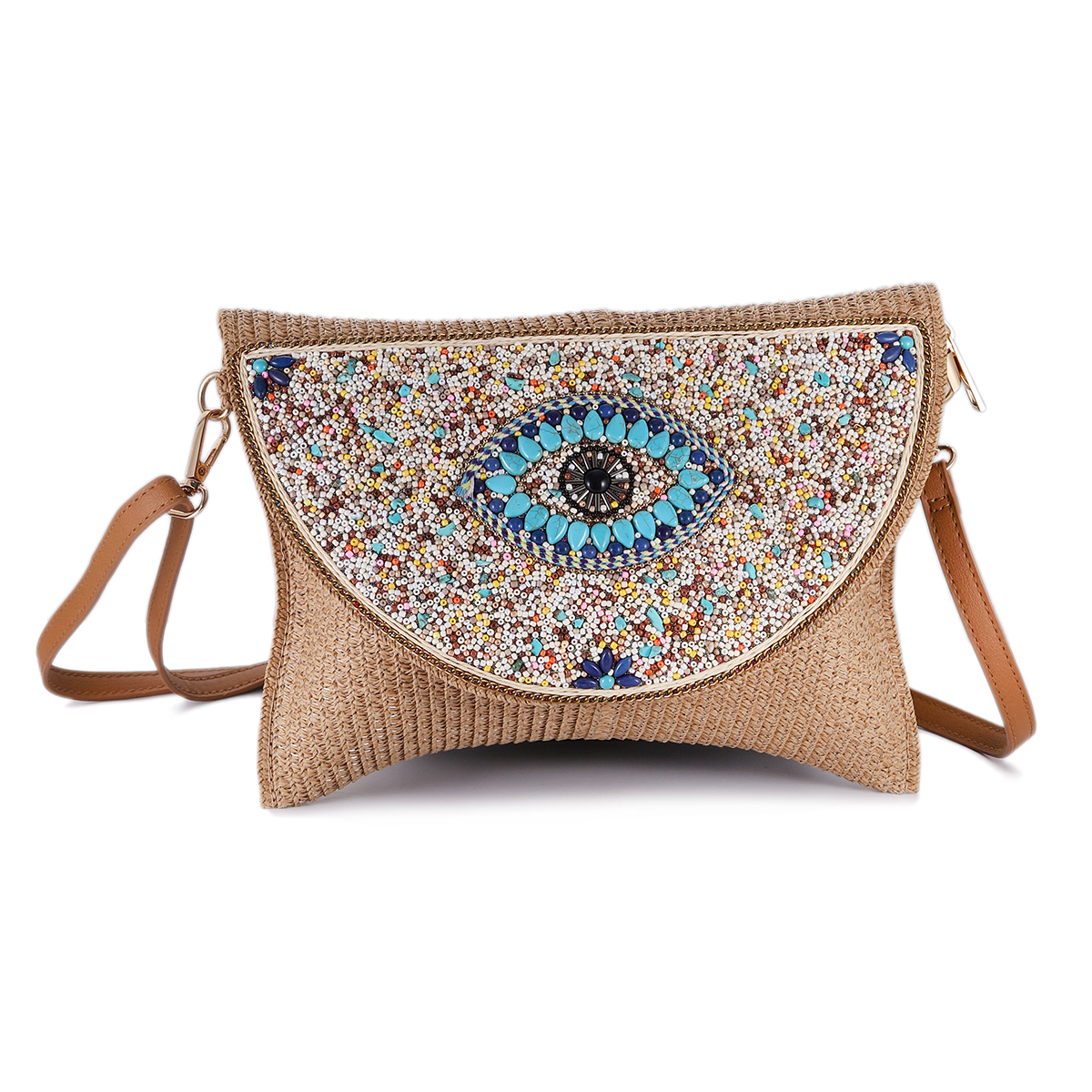 Bohemian Evil Eye Embroidered  - Women'S Raffia Bags บทวิจารณ์และราคา