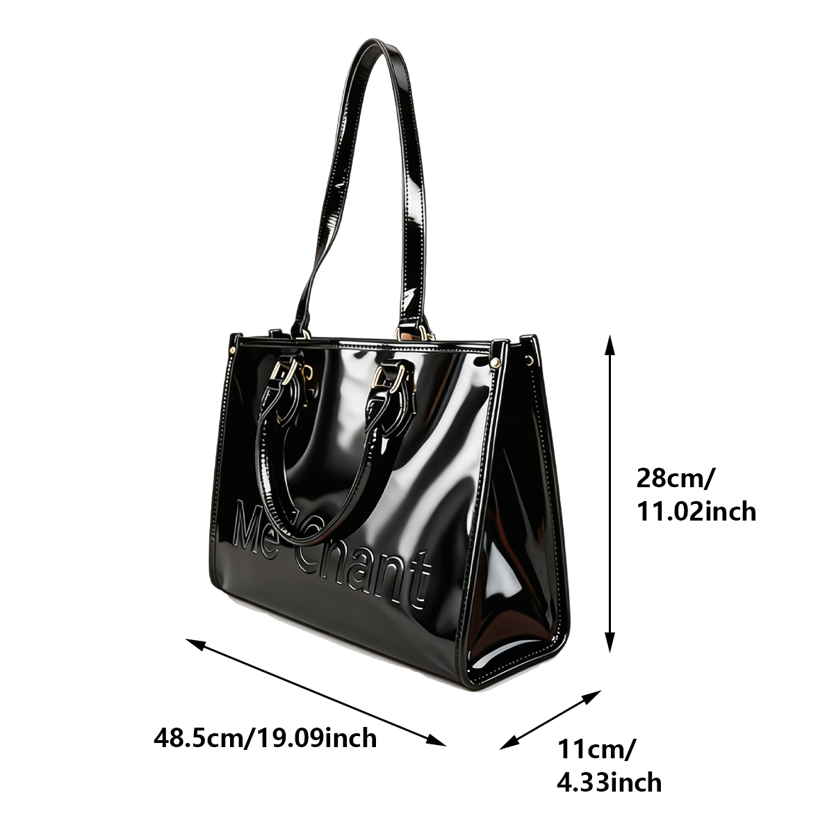 Women Black Glossy Patent PU L - Top Handle Structured บทวิจารณ์และราคา