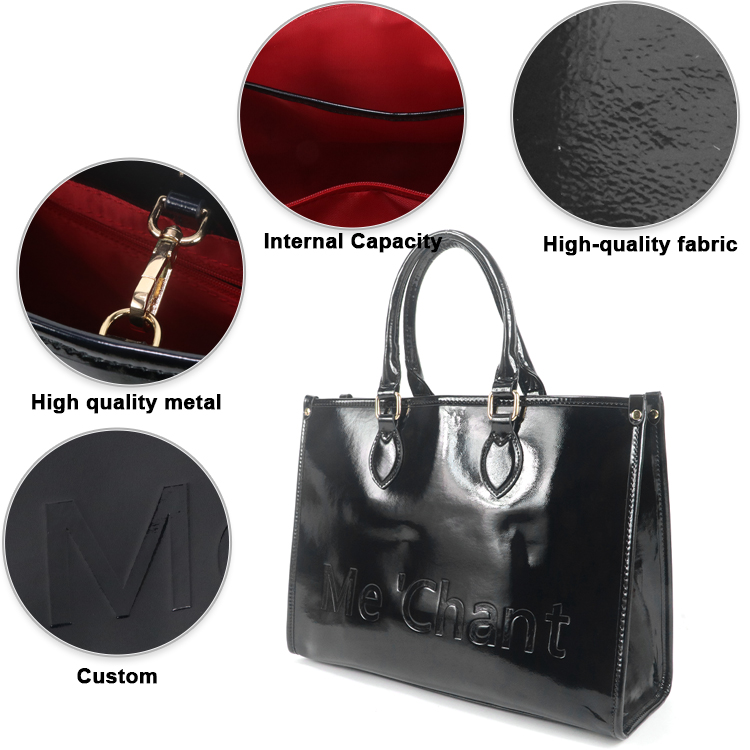 Women Black Glossy Patent PU L - Top Handle Structured บทวิจารณ์และราคา