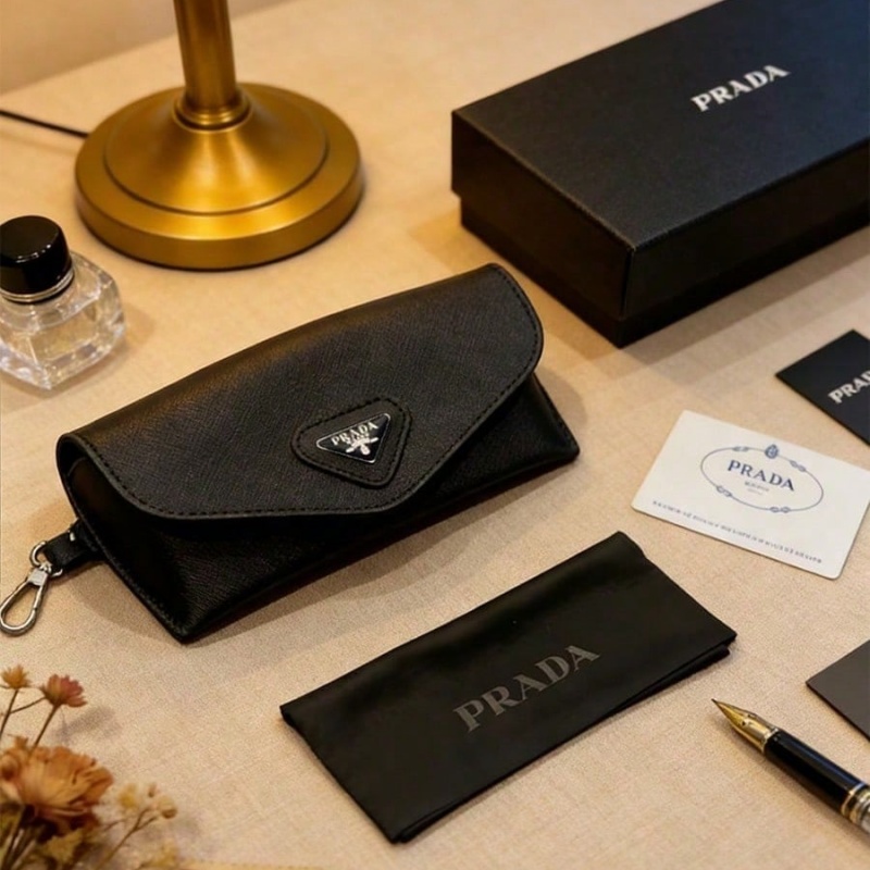 Prada Black Leather Eyeglass C - Women Bags Prada บทวิจารณ์และราคา