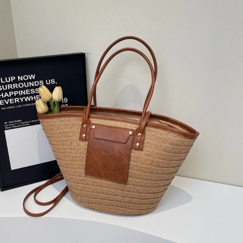 Woven Shoulder Bag Straw Baske - Women'S Raffia Bags บทวิจารณ์และราคา