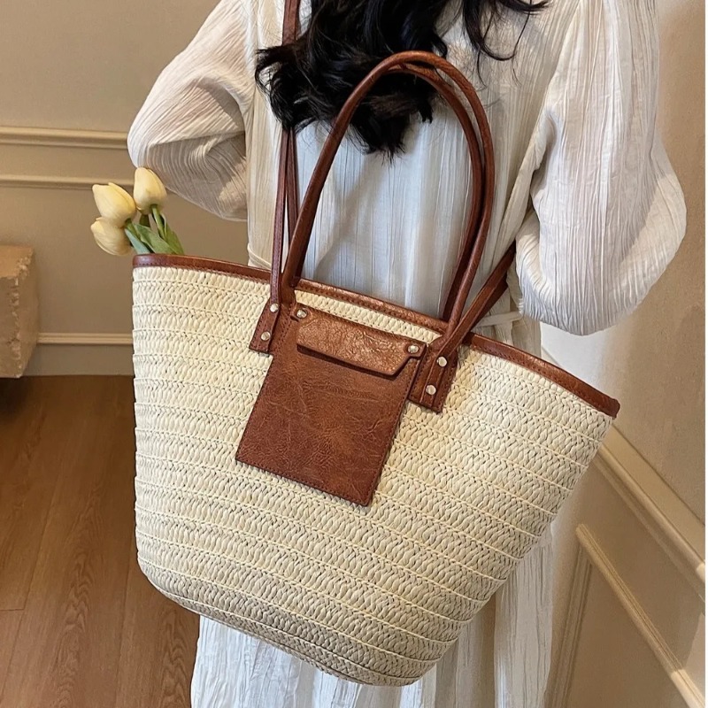 Woven Shoulder Bag Straw Baske - Women'S Raffia Bags บทวิจารณ์และราคา