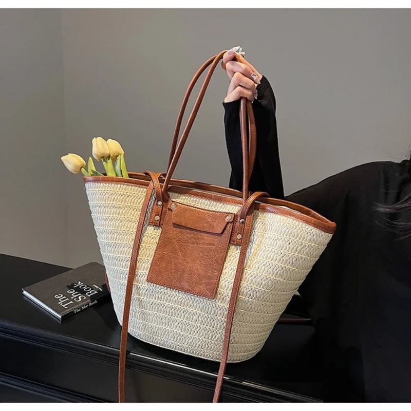 Woven Shoulder Bag Straw Baske - Women'S Raffia Bags บทวิจารณ์และราคา