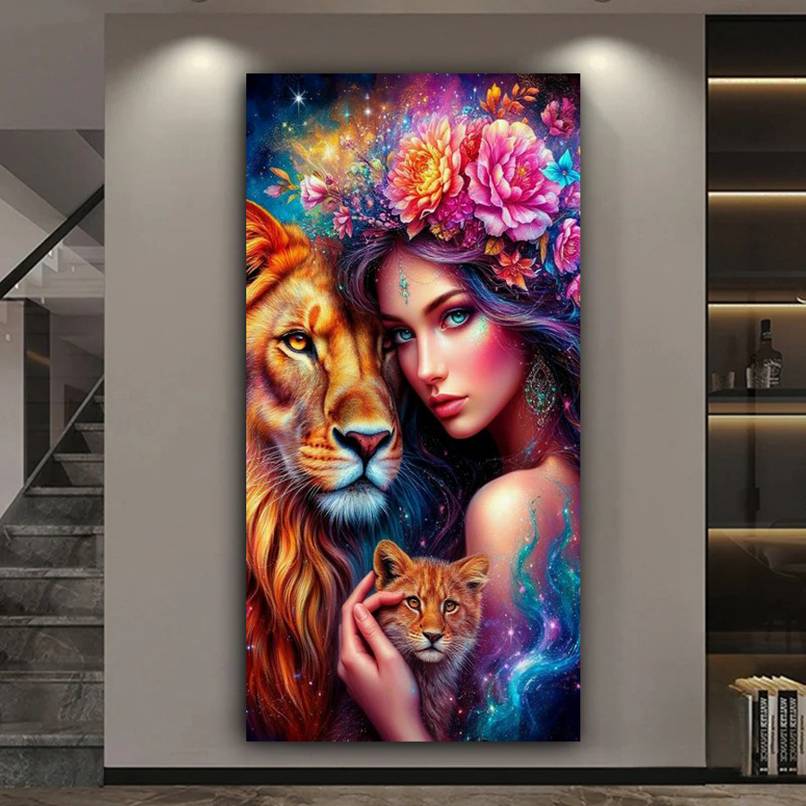Woman and Lions Diy Diamond Ar - Women Bags Europe บทวิจารณ์และราคา