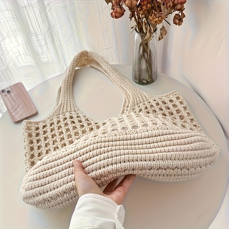 1pc Crochet Beach Tote bag Bea - Crochet Market Bag บทวิจารณ์และราคา