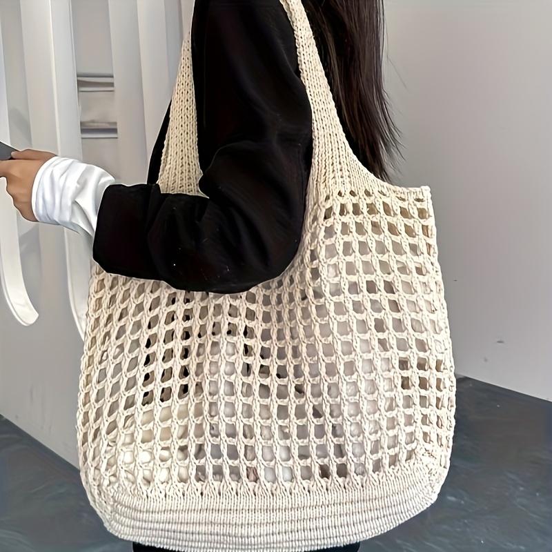 1pc Crochet Beach Tote bag Bea - Crochet Market Bag บทวิจารณ์และราคา