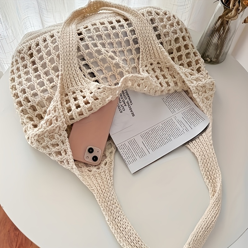 1pc Crochet Beach Tote bag Bea - Crochet Market Bag บทวิจารณ์และราคา
