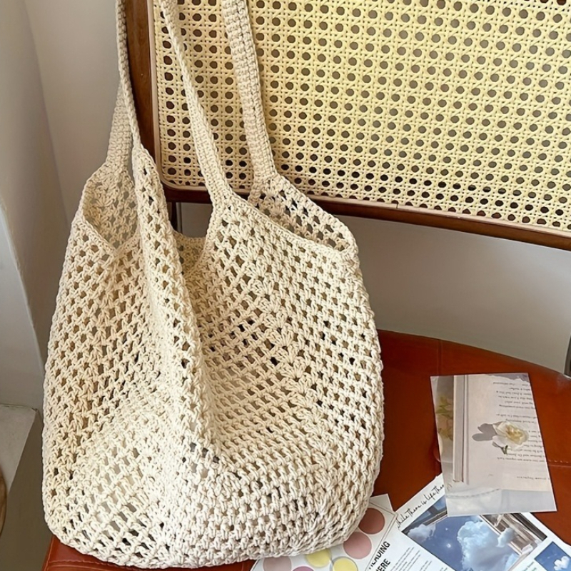 Crochet Mesh Tote Bag Hollow W - Crochet Market Bag บทวิจารณ์และราคา