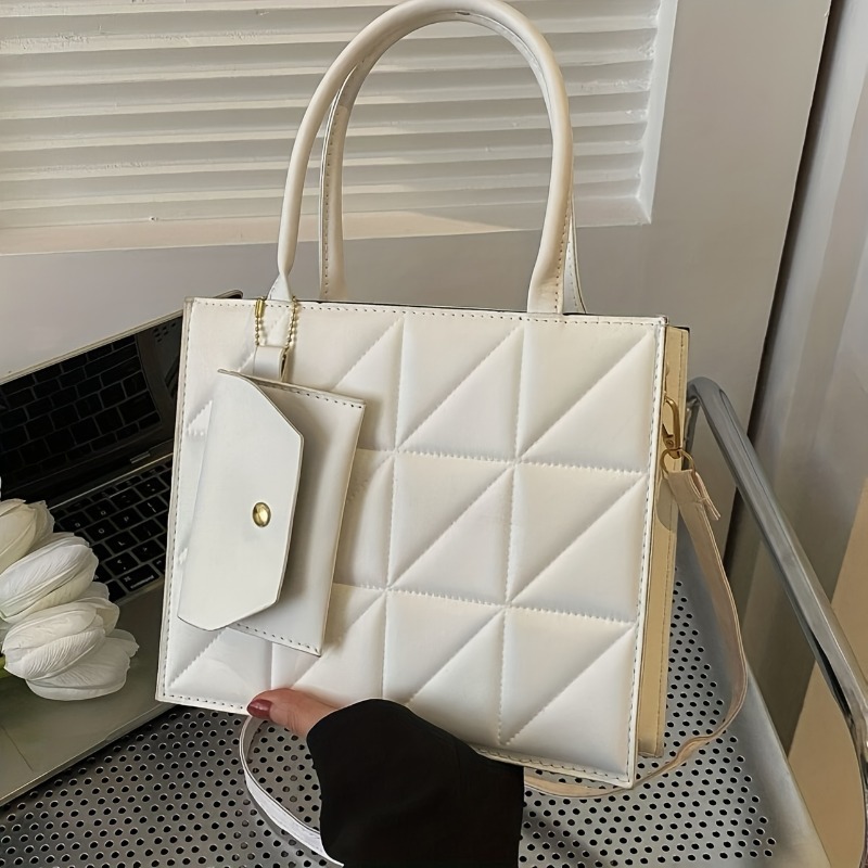 Stylish Quilted Tote Bag, Stru - Top Handle Structured บทวิจารณ์และราคา