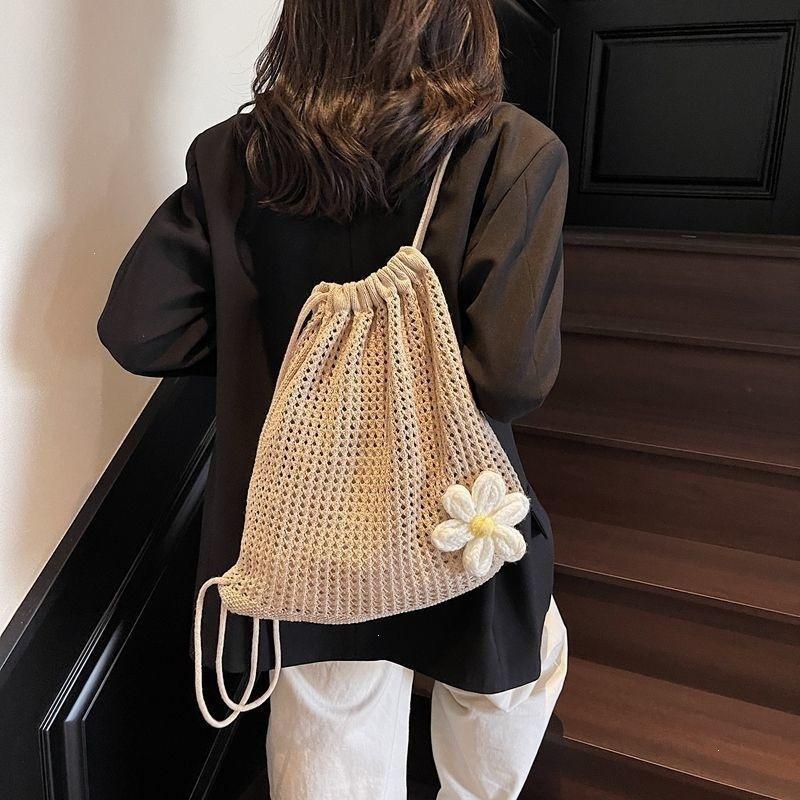 ●Solid Color Knitting Shoulder - Crochet Market Bag บทวิจารณ์และราคา