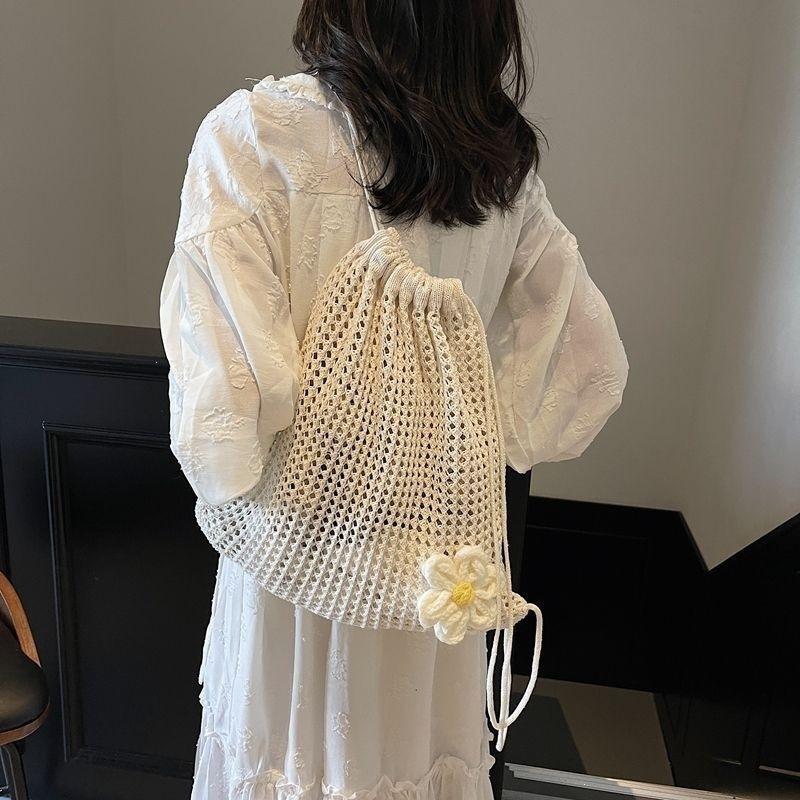 ●Solid Color Knitting Shoulder - Crochet Market Bag บทวิจารณ์และราคา