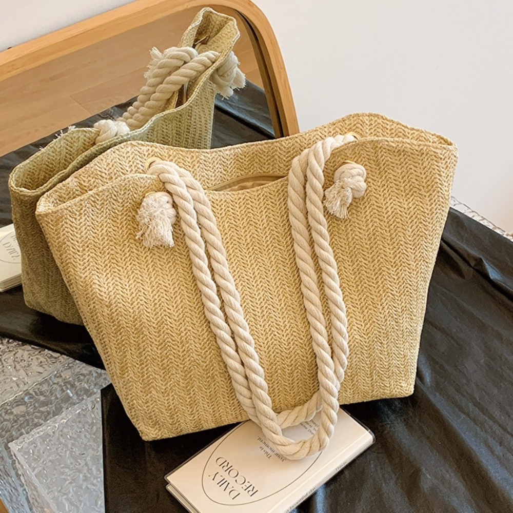 New Summer Beach Tote Bag Larg - Women'S Raffia Bags บทวิจารณ์และราคา