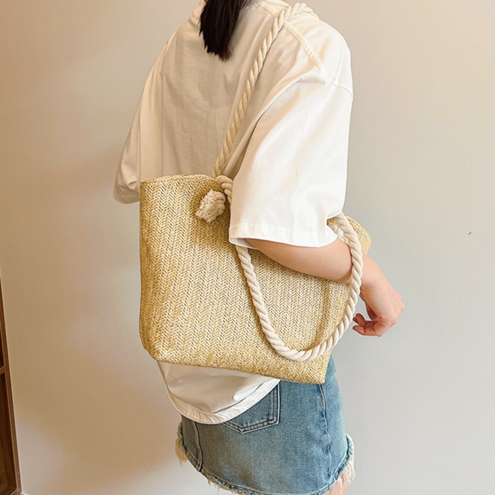 New Summer Beach Tote Bag Larg - Women'S Raffia Bags บทวิจารณ์และราคา