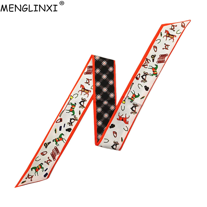 Horse Plaid Skinny Scarf Women - Women Bags Online บทวิจารณ์และราคา
