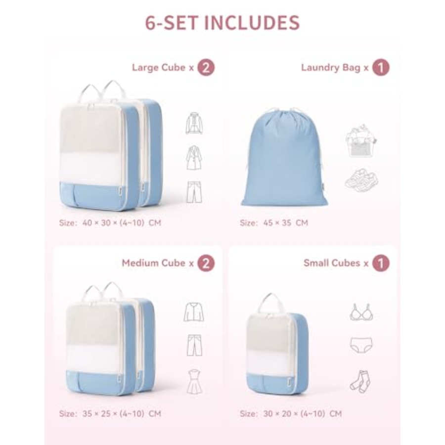 6 Set Compression Packing Cube - Women Bags For Women บทวิจารณ์และราคา
