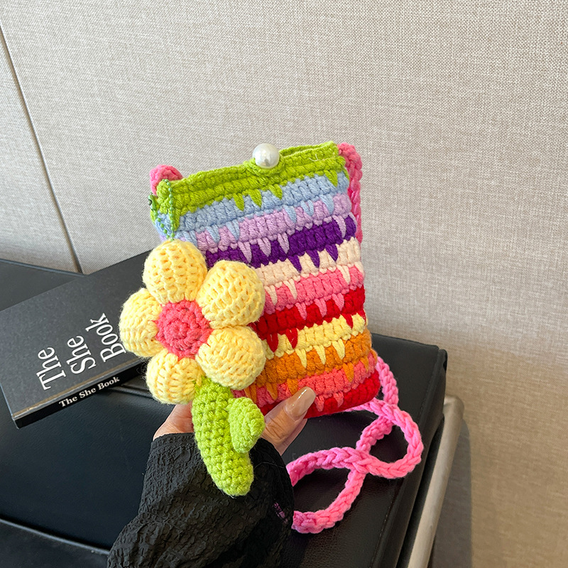 Knitted Wool Woman Bag Fashion - Crochet Market Bag บทวิจารณ์และราคา