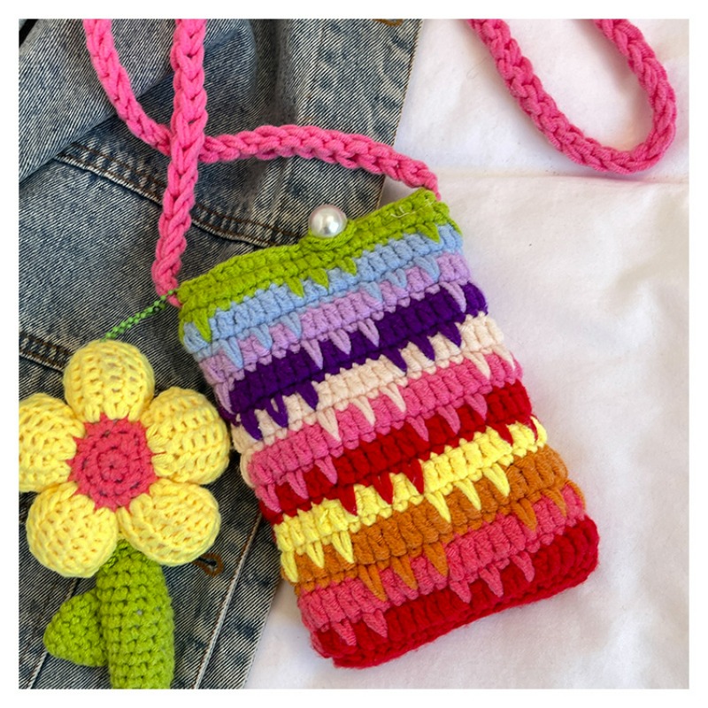 Knitted Wool Woman Bag Fashion - Crochet Market Bag บทวิจารณ์และราคา