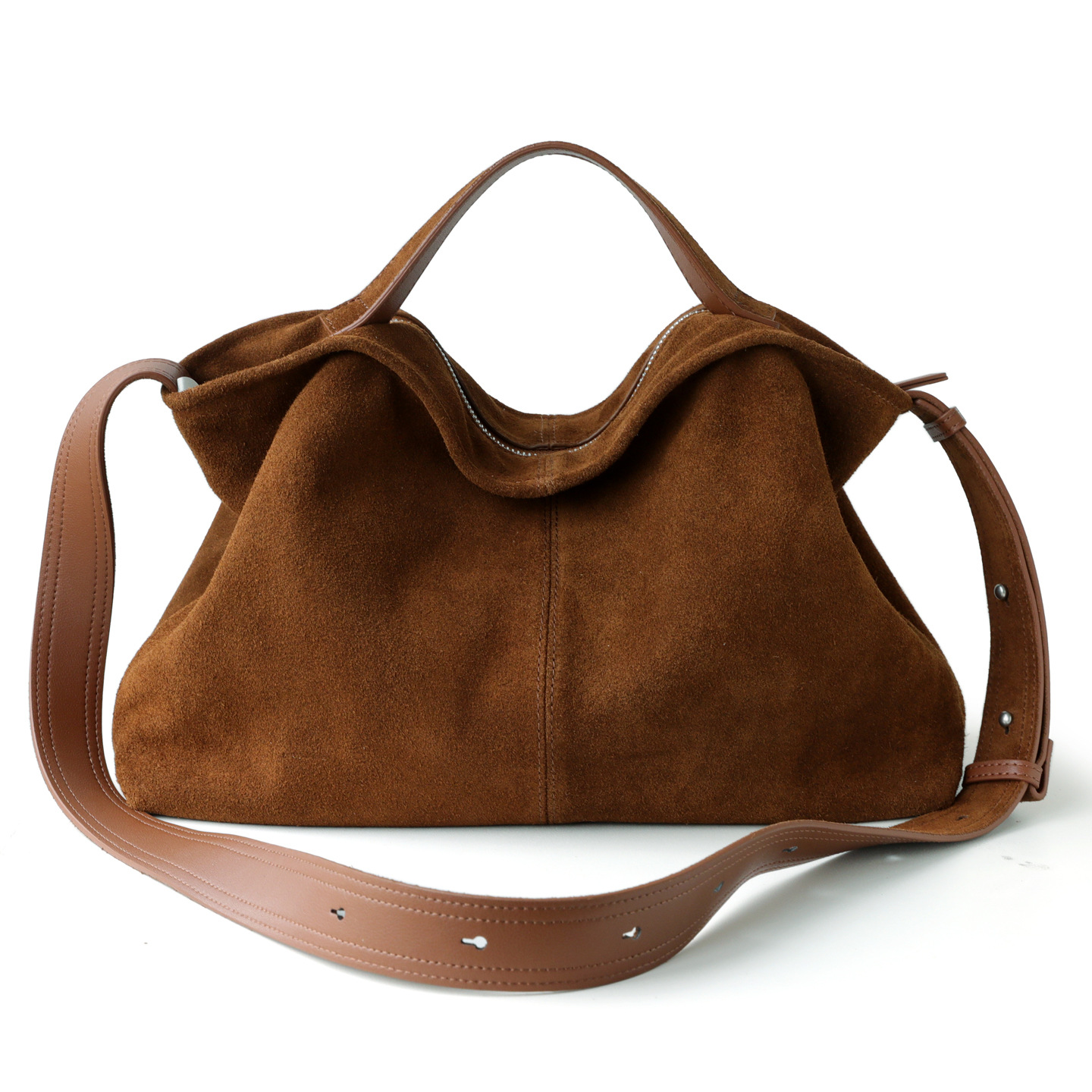 Genuine Leather Suede Tote Bag - Hobo Bag Slouchy บทวิจารณ์และราคา