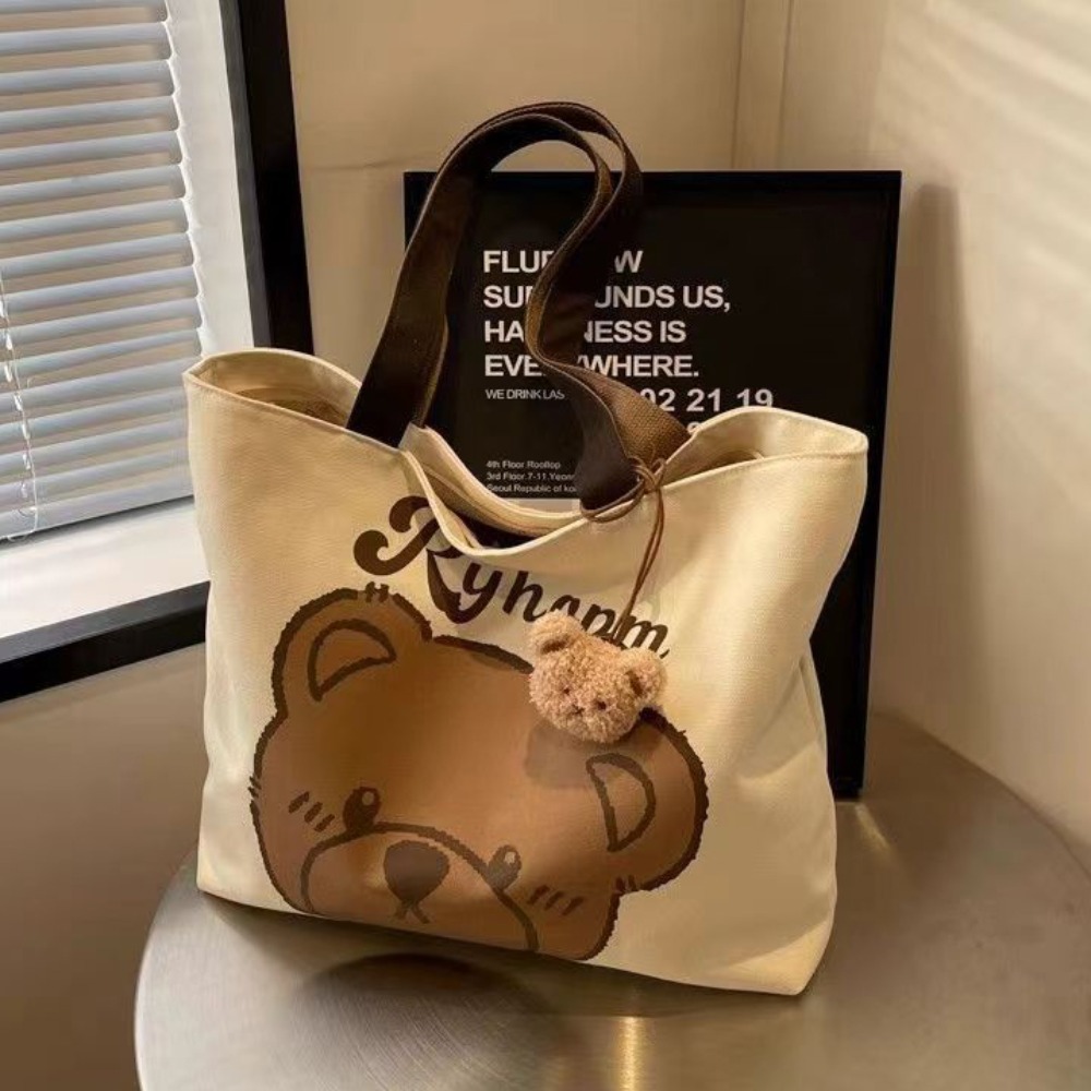 Cartoon Bear Canvas Shoulder B - Shopper Tote Canvas บทวิจารณ์และราคา