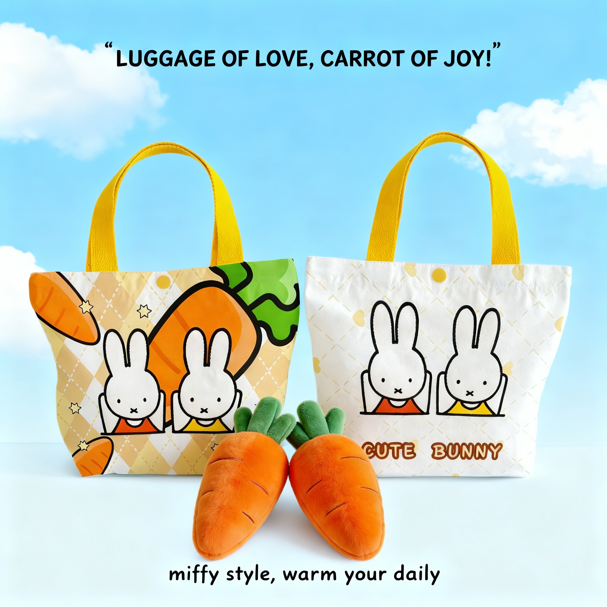 Creative Cartoon Miffy Rabbit  - Shopper Tote Canvas บทวิจารณ์และราคา