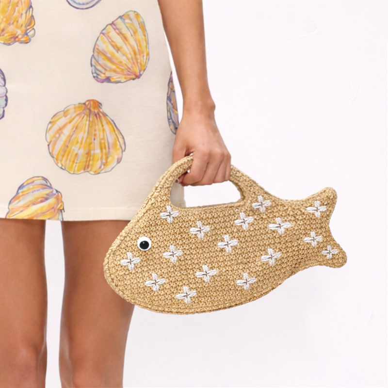 Embroidered Fish Raffia Straw  - Women'S Raffia Bags บทวิจารณ์และราคา