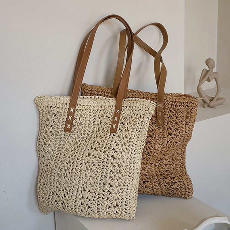 Square Hollow Straw Beach Bag  - Women'S Raffia Bags บทวิจารณ์และราคา