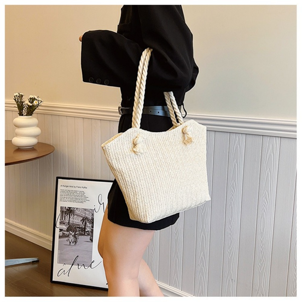 New Summer Beach Tote Bag Larg - Women'S Raffia Bags บทวิจารณ์และราคา