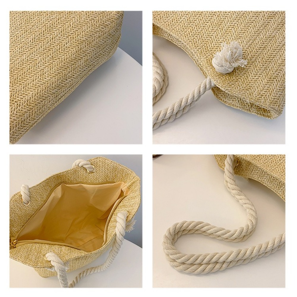 New Summer Beach Tote Bag Larg - Women'S Raffia Bags บทวิจารณ์และราคา
