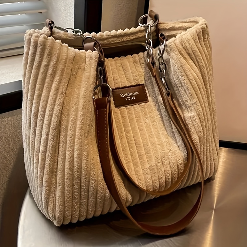 Large Capacity Corduroy Tote B - Women Bags Zip บทวิจารณ์และราคา