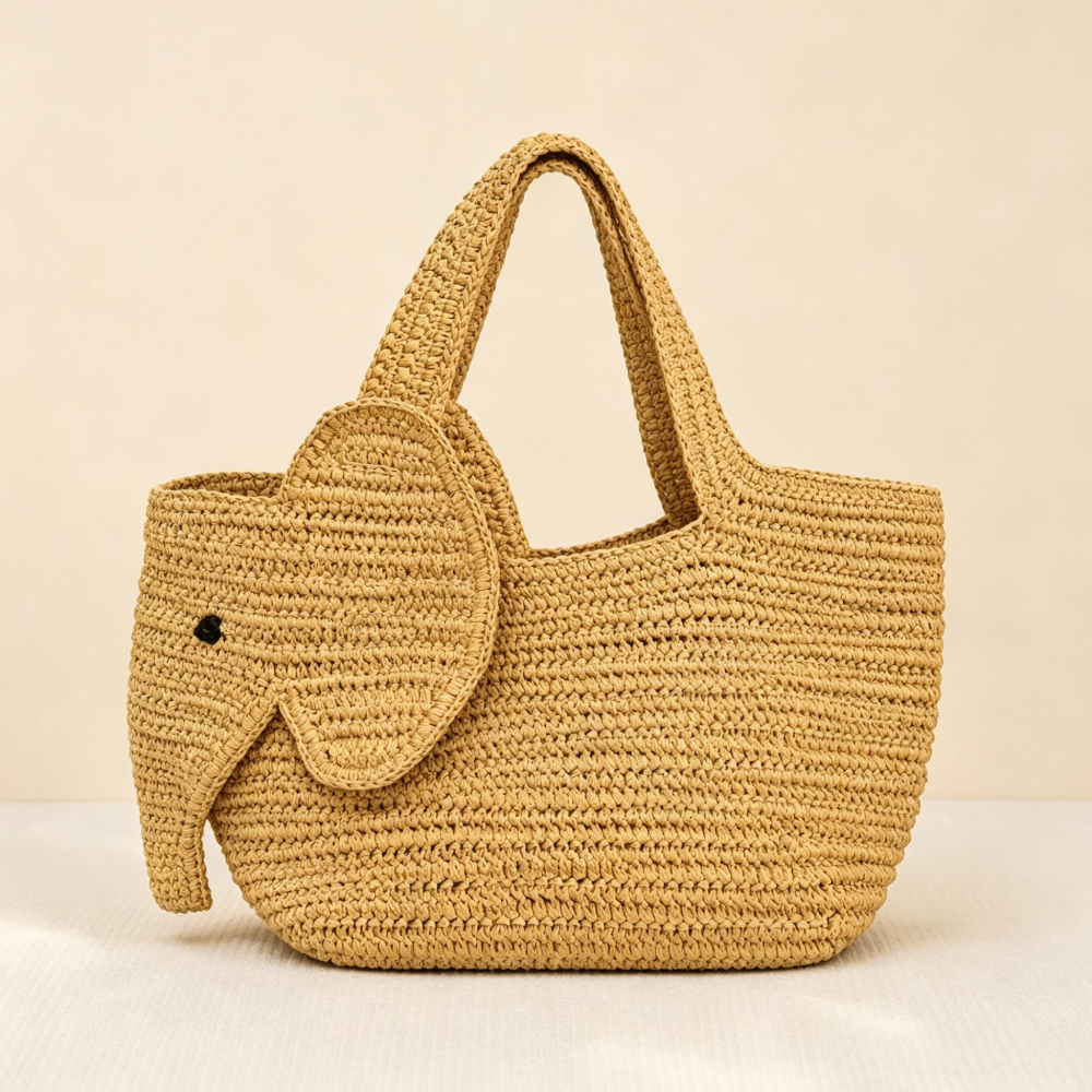 Elephant Shaped Raffia Handwov - Women'S Raffia Bags บทวิจารณ์และราคา