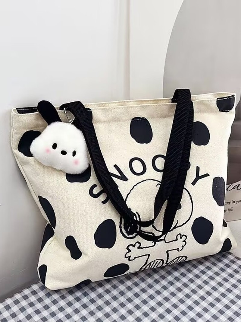 Cartoon Snoopy Canvas Shoulder - Shopper Tote Canvas บทวิจารณ์และราคา