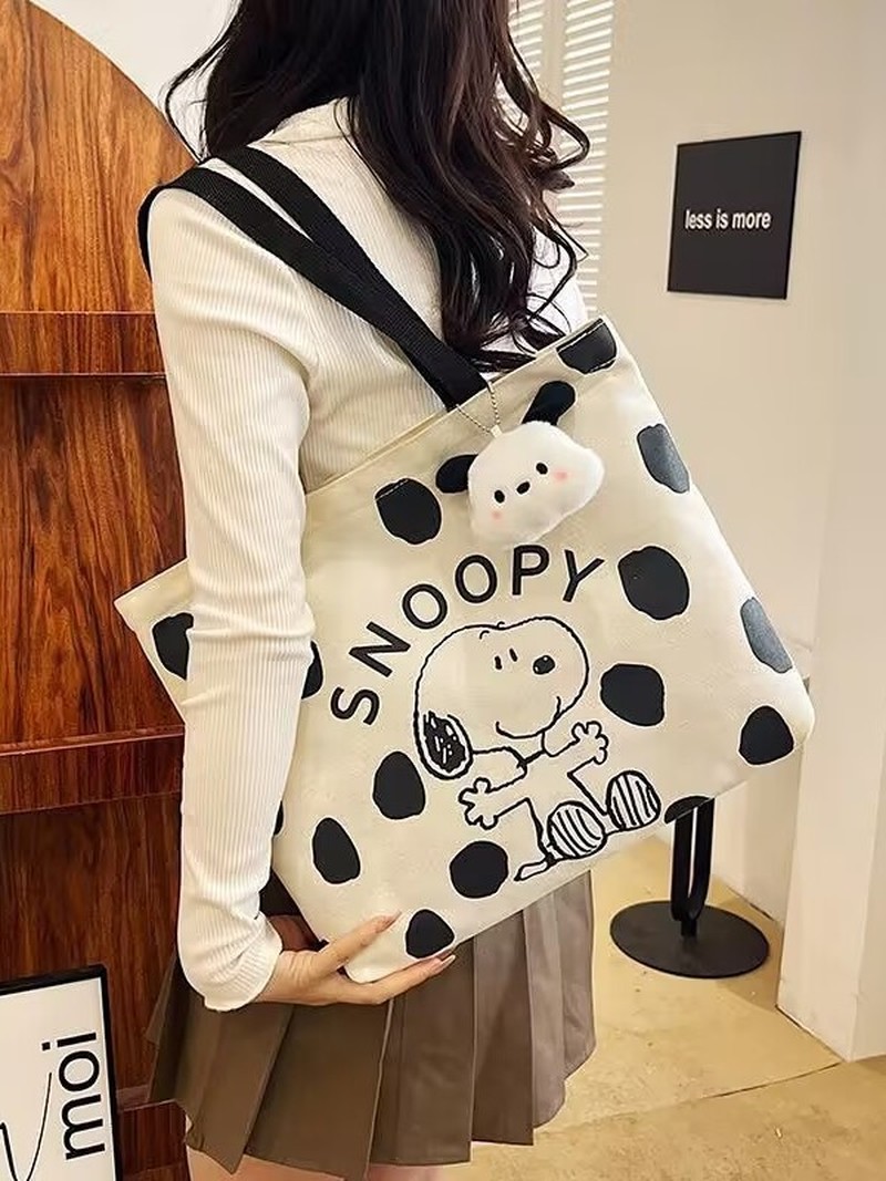 Cartoon Snoopy Canvas Shoulder - Shopper Tote Canvas บทวิจารณ์และราคา