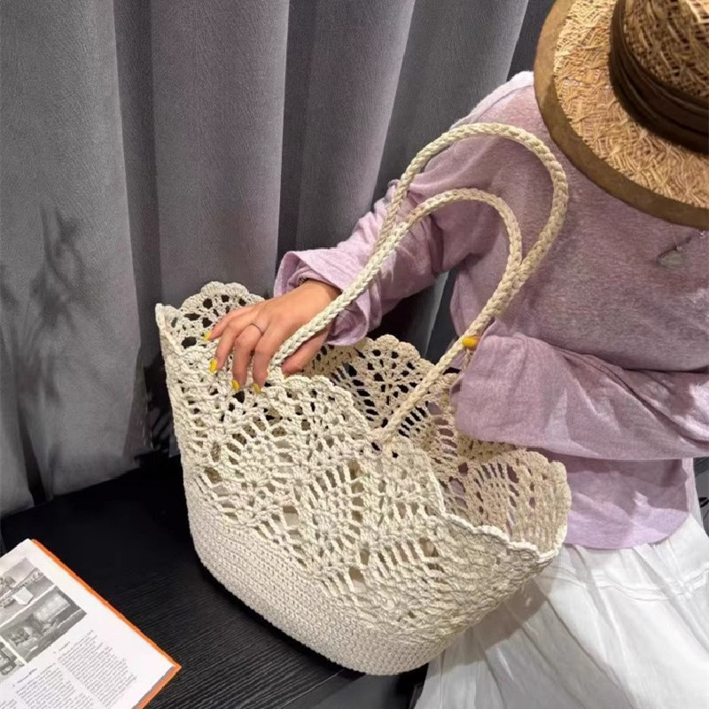 Fashion Vintage Flowers Handma - Crochet Market Bag บทวิจารณ์และราคา