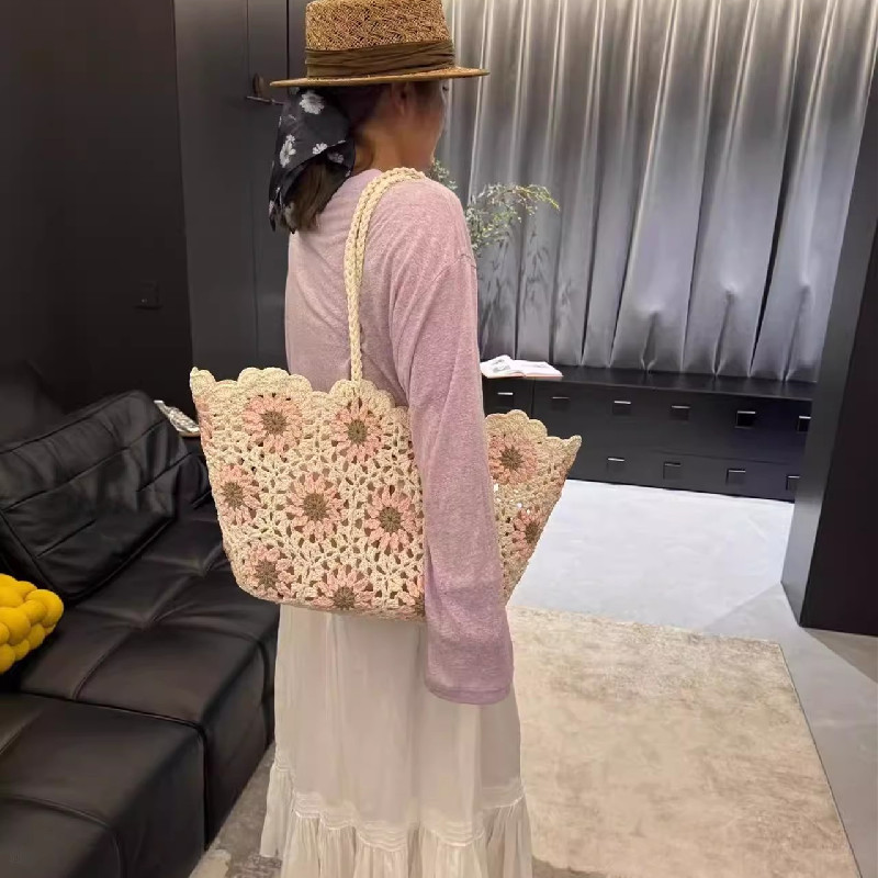 Fashion Vintage Flowers Handma - Crochet Market Bag บทวิจารณ์และราคา
