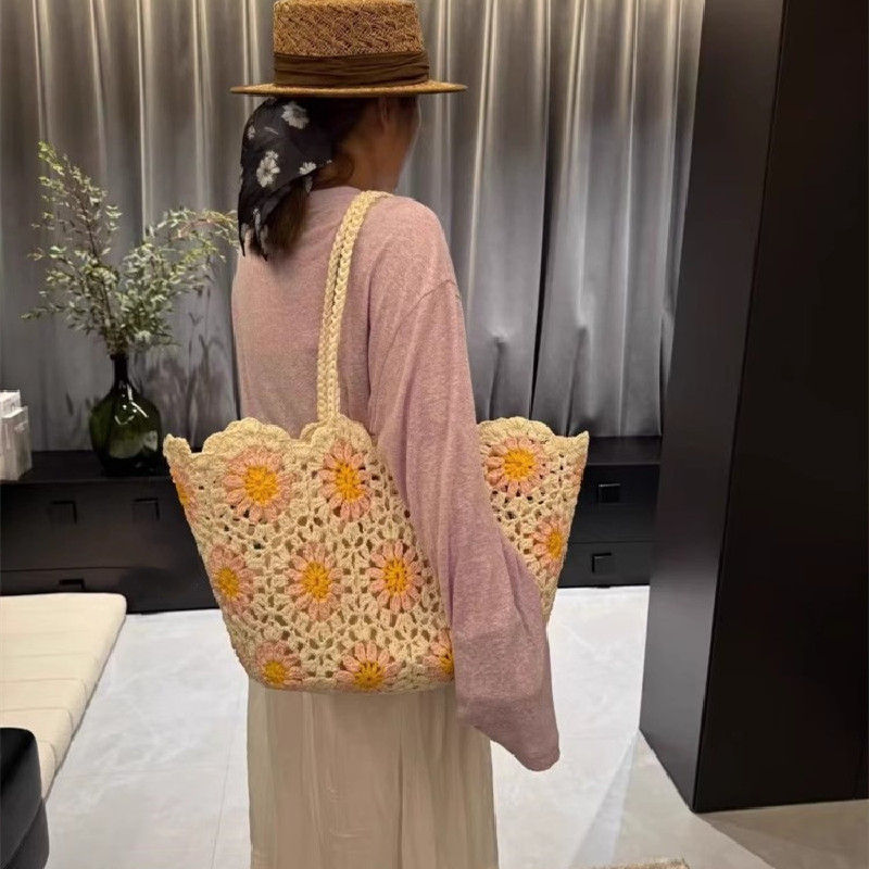 Fashion Vintage Flowers Handma - Crochet Market Bag บทวิจารณ์และราคา