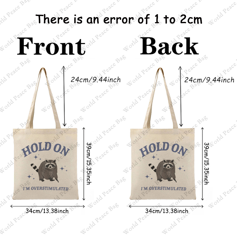 1 pc Hold On I'm Overstimulate - Shopper Tote Canvas บทวิจารณ์และราคา