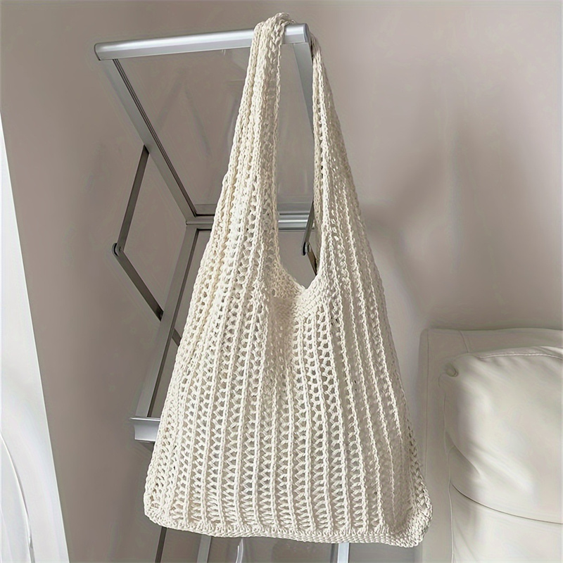 Solid Color Large Capacity Kni - Crochet Market Bag บทวิจารณ์และราคา
