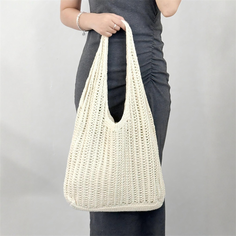 Solid Color Large Capacity Kni - Crochet Market Bag บทวิจารณ์และราคา