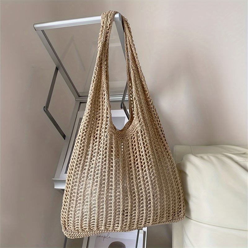 Solid Color Large Capacity Kni - Crochet Market Bag บทวิจารณ์และราคา