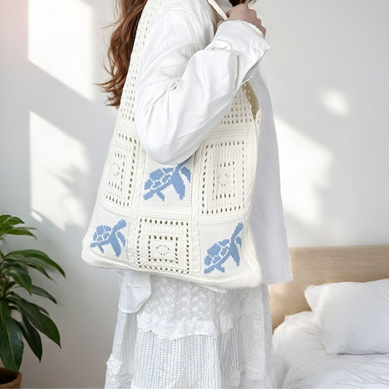 Trendy Large Capacity Crochet  - Crochet Market Bag บทวิจารณ์และราคา