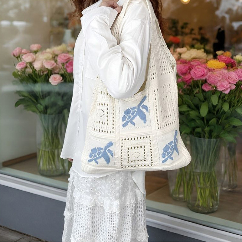 Trendy Large Capacity Crochet  - Crochet Market Bag บทวิจารณ์และราคา
