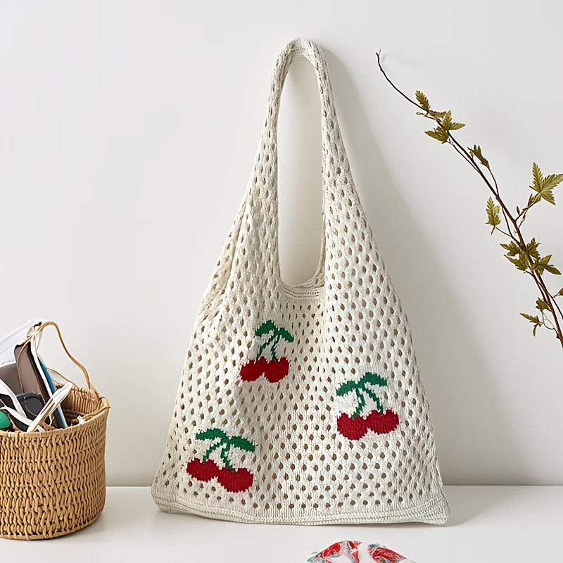 Women Stylish Turtle Cherry Pa - Crochet Market Bag บทวิจารณ์และราคา