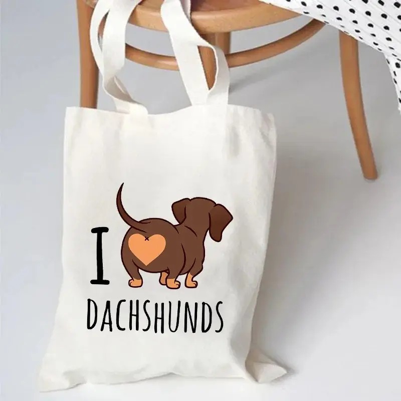 Cute Dachshund Funny Handbags  - Shopper Tote Canvas บทวิจารณ์และราคา