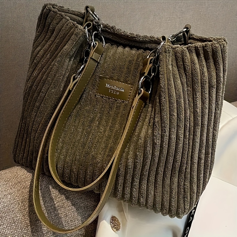 Large Capacity Corduroy Tote B - Women Bags Zip บทวิจารณ์และราคา
